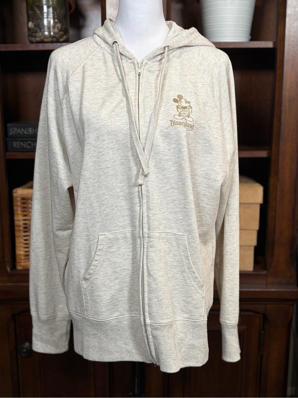 Disney Parks Disneyland Mickey Mouse Full Zip Hoodie Jacket Size XL Gray